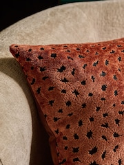 Orange 40 x 59cm Cut Velvet Floral Print Cushion - Image 2 of 5