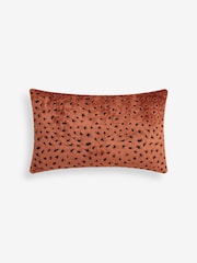 Orange 40 x 59cm Cut Velvet Floral Print Cushion - Image 3 of 5