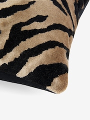 Black/Gold 43 x 43cm Cut Velvet Faux Tiger Cushion - Image 5 of 5