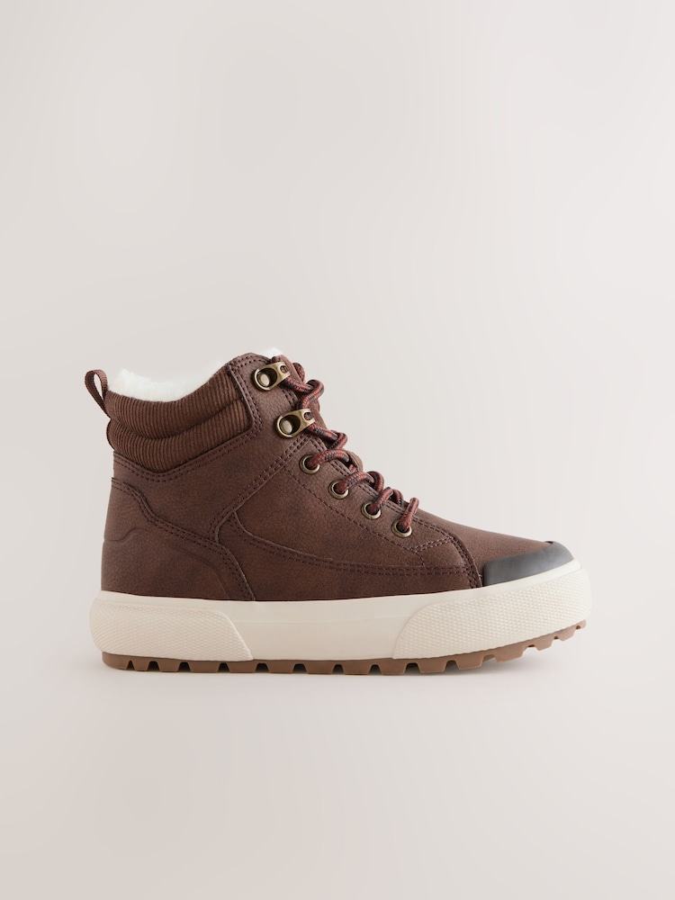 Chocolate Brown Wide Fit (G) Warm Lined High Top Boots - Image 2 of 6 Chocolate Brown Wide Fit (G) Warm Lined High Top Boots - Image 2 of 6