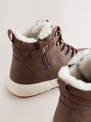 Chocolate Brown Wide Fit (G) Warm Lined High Top Boots - Image 4 of 6