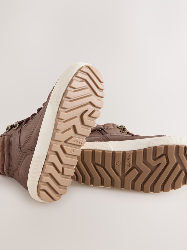Chocolate Brown Wide Fit (G) Warm Lined High Top Boots - Image 6 of 6