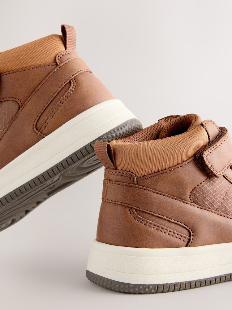 Buy Tan Brown Standard Fit (F) High Top Trainers from Next India