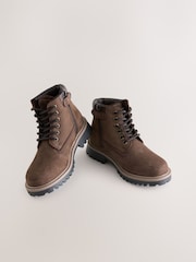 Chocolate Brown Standard Fit (F) Leather Lace Up Work Boots - Image 1 of 5