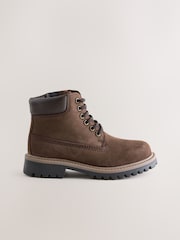 Chocolate Brown Standard Fit (F) Leather Lace Up Work Boots - Image 2 of 5