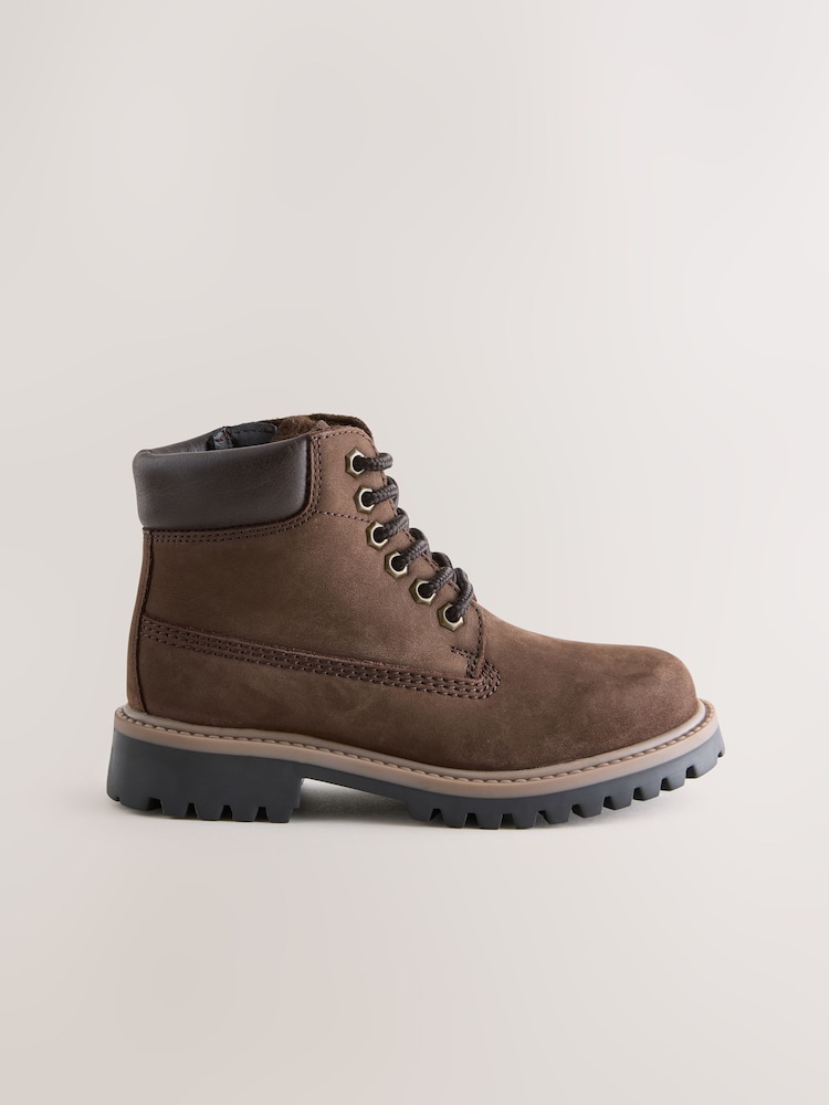 Chocolate Brown Standard Fit (F) Leather Lace Up Work Boots - Image 2 of 5