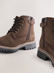Chocolate Brown Standard Fit (F) Leather Lace Up Work Boots - Image 3 of 5