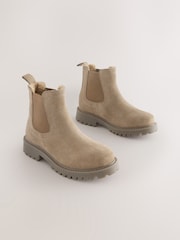 Neutral Standard Fit (F) Leather Warm Lined Chelsea Boots - Image 3 of 7
