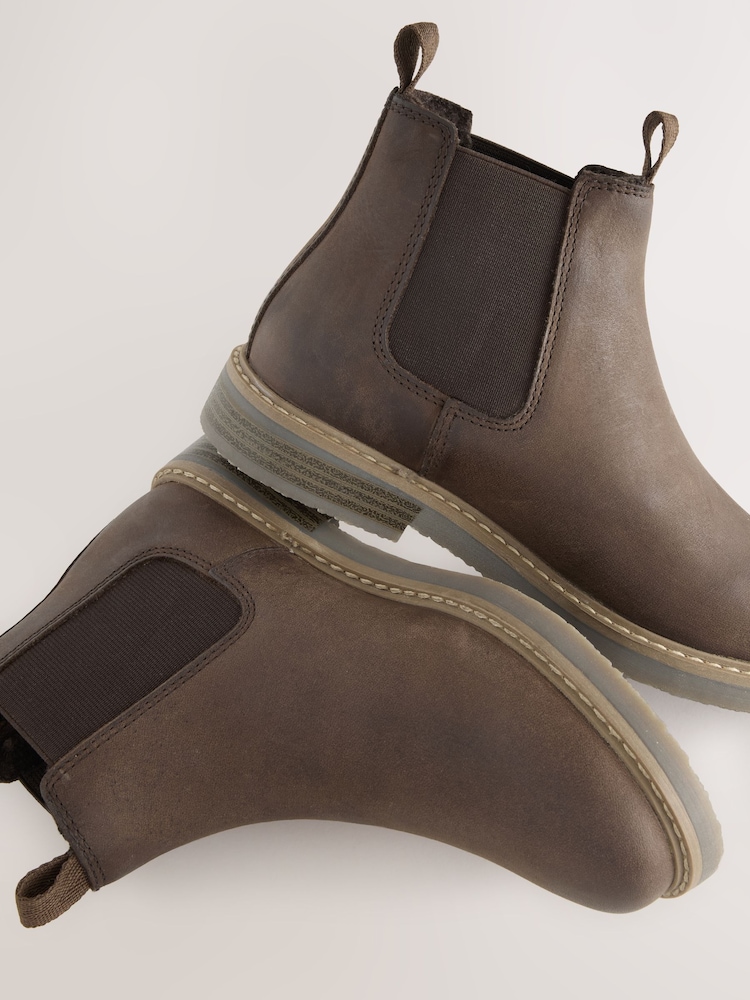 Chocolate Brown Standard Fit (F) Leather Chelsea Boots - Image 4 of 4