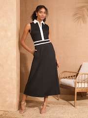 Love & Roses Black Sleevless Tailored Ponte Jersey Dress - Image 1 of 4