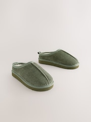 Khaki Green Corduroy Cosy Mule Slippers - Image 3 of 5