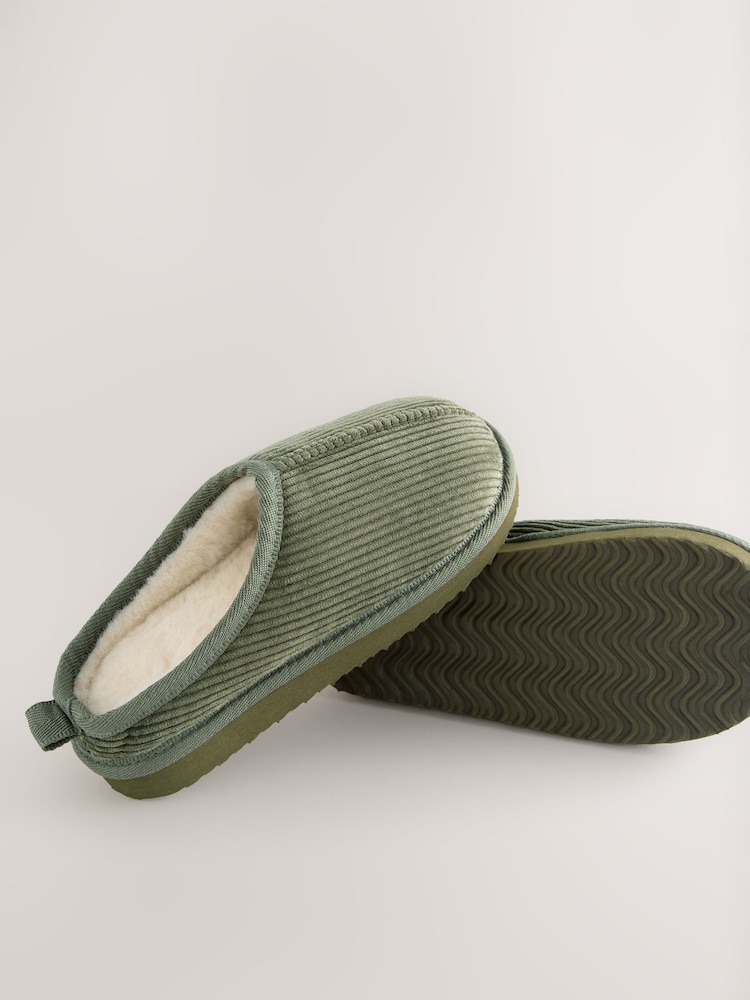 Khaki Green Corduroy Cosy Mule Slippers - Image 5 of 5