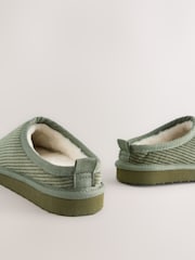 Khaki Green Corduroy Cosy Mule Slippers - Image 5 of 5