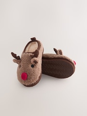 Brown Reindeer Christmas Cosy Slipper Mules - Image 4 of 5