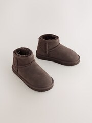 Chocolate Brown Suede Warm Lined Ankle Slipper Boots - Image 1 of 5
