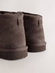 Chocolate Brown Suede Warm Lined Ankle Slipper Boots - Image 3 of 5