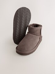 Chocolate Brown Suede Warm Lined Ankle Slipper Boots - Image 4 of 5