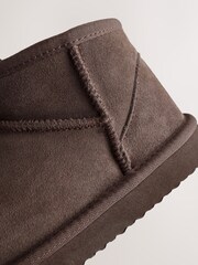Chocolate Brown Suede Warm Lined Ankle Slipper Boots - Image 5 of 5