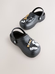 Black Football Print - Warm Lined Slipper Clogs - Imagen 1 de 5