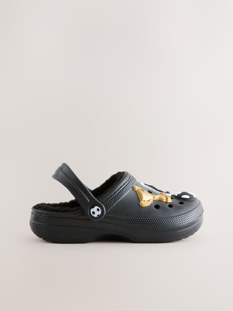 Black Football Print - Warm Lined Slipper Clogs - Imagen 2 de 5