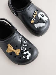 Black Football Print - Warm Lined Slipper Clogs - Imagen 3 de 5