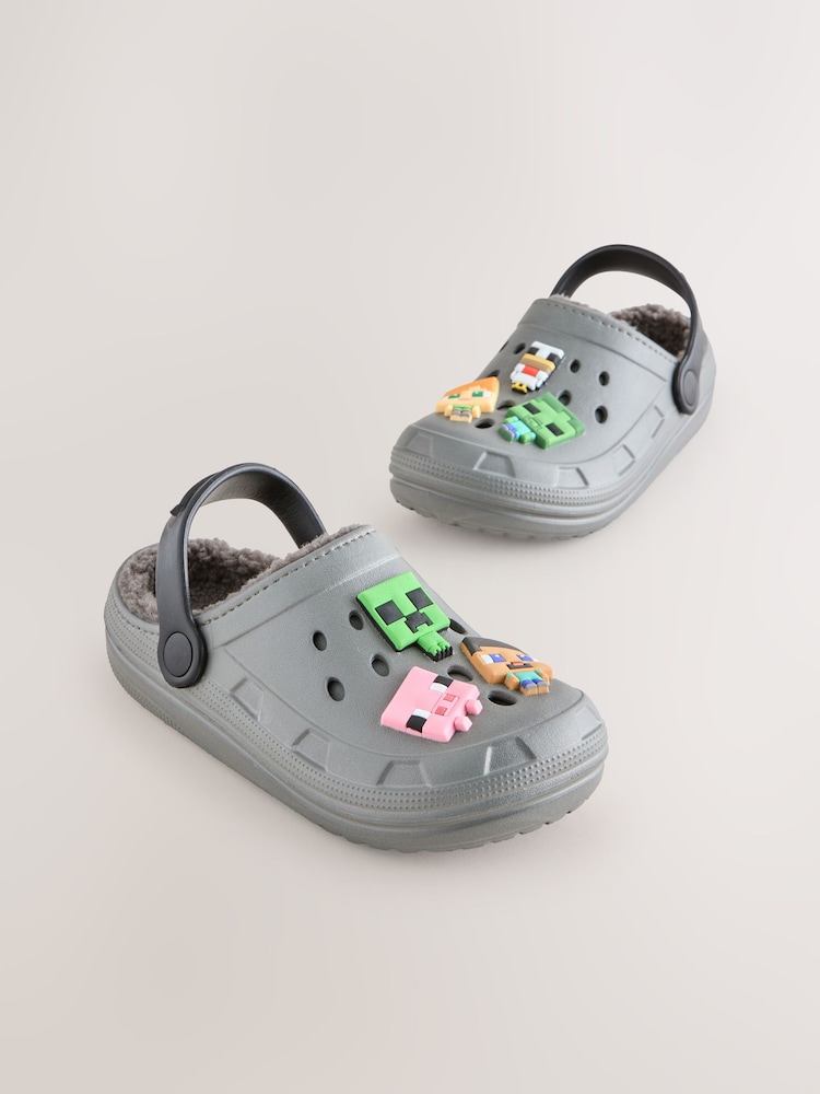 Grey Minecraft Warm Lined Slipper Clogs - Image 1 of 5