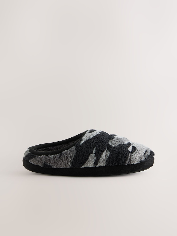 Grey Camo Warm Lined Slipper Mules - Image 2 of 5