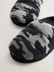 Grey Camo Warm Lined Slipper Mules - Image 3 of 5