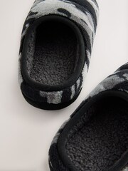 Grey Camo Warm Lined Slipper Mules - Image 4 of 5