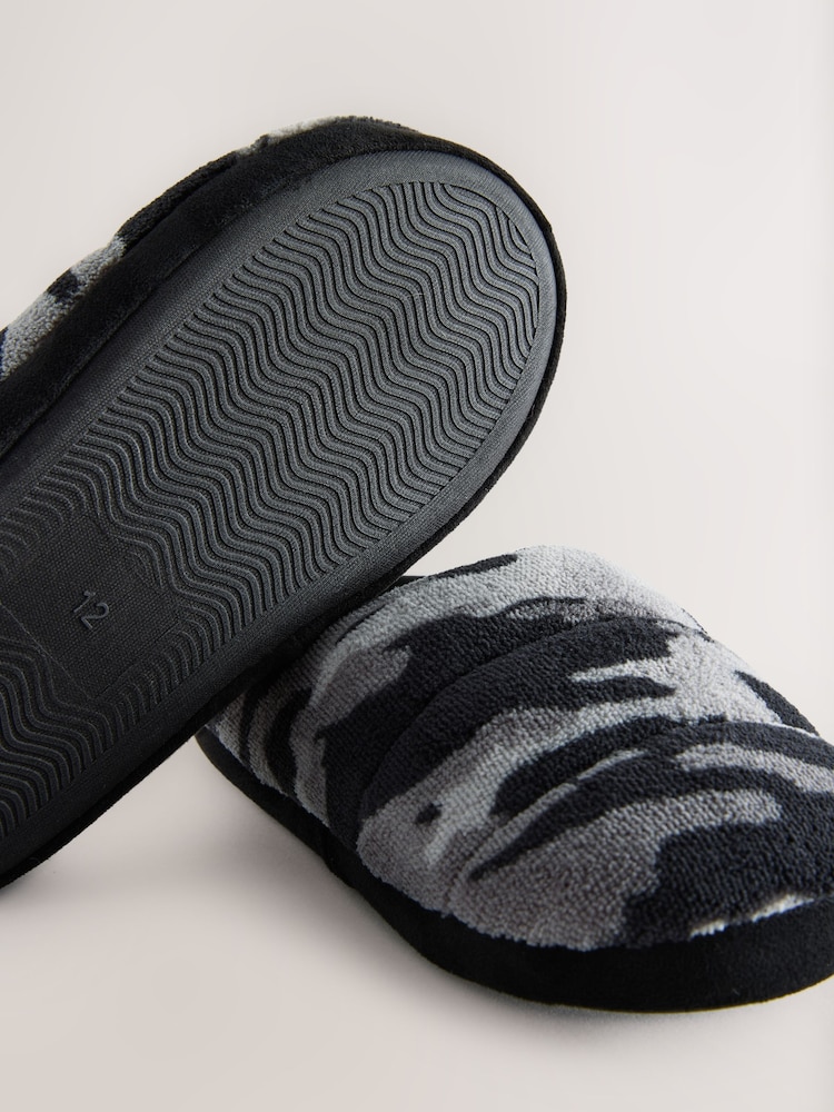 Grey Camo Warm Lined Slipper Mules - Image 5 of 5