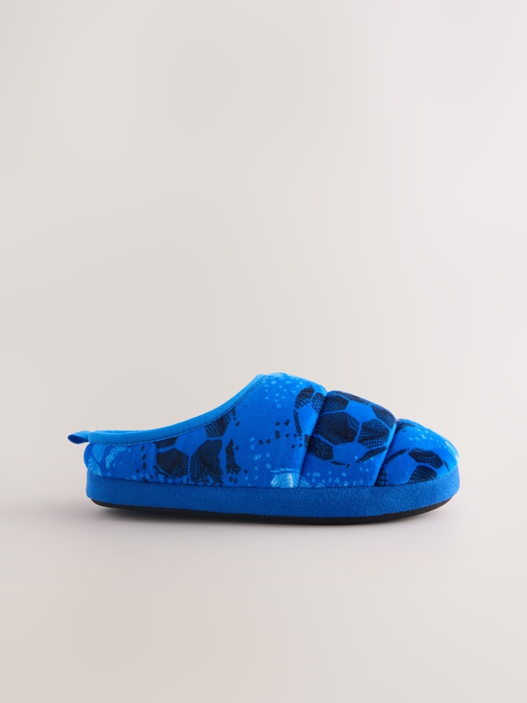 Azul fútbol - Pantuflas estilo chinela con forro cálido - Imagen 2 de 5