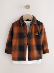 Rust/Black Halloween Long Sleeve Check Shirt and T-Shirt Set (3mths-7yrs) - Image 5 of 11