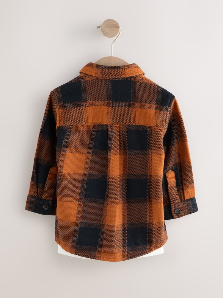 Rust/Black Halloween Long Sleeve Check Shirt and T-Shirt Set (3mths-7yrs) - Image 6 of 11