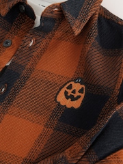 Rust/Black Halloween Long Sleeve Check Shirt and T-Shirt Set (3mths-7yrs) - Image 8 of 11
