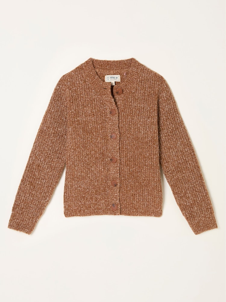 FatFace Faye Tan Brown Ribbed Crew Neck Knitted Cardigan - Image 6 of 6 FatFace Faye Tan Brown Ribbed Crew Neck Knitted Cardigan - Image 6 of 6