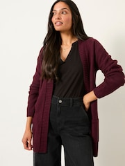 Rojo burdeos - FatFace Longline Knitted Cardigan - Imagen 1 de 5
