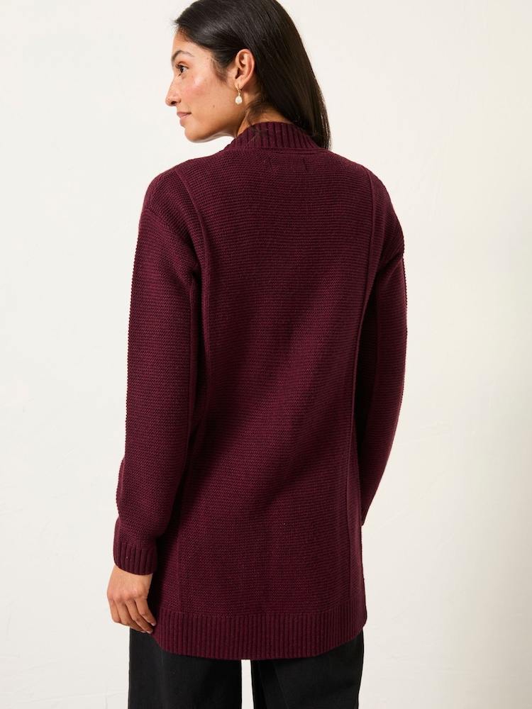 Rojo burdeos - FatFace Longline Knitted Cardigan - Imagen 2 de 5