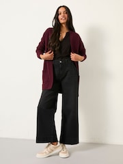 Rojo burdeos - FatFace Longline Knitted Cardigan - Imagen 4 de 5