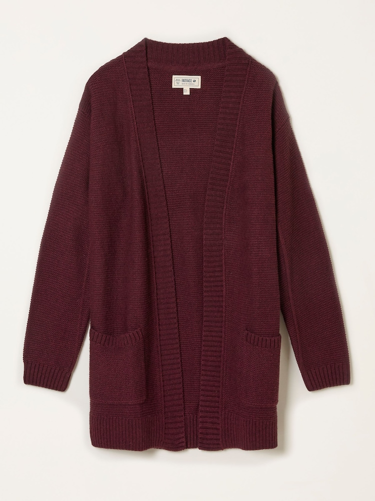 Rojo burdeos - FatFace Longline Knitted Cardigan - Imagen 5 de 5