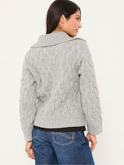Gris claro - FatFace Collared Knitted Cardigan - Imagen 2 de 5