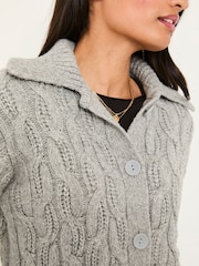 Gris claro - FatFace Collared Knitted Cardigan - Imagen 3 de 5