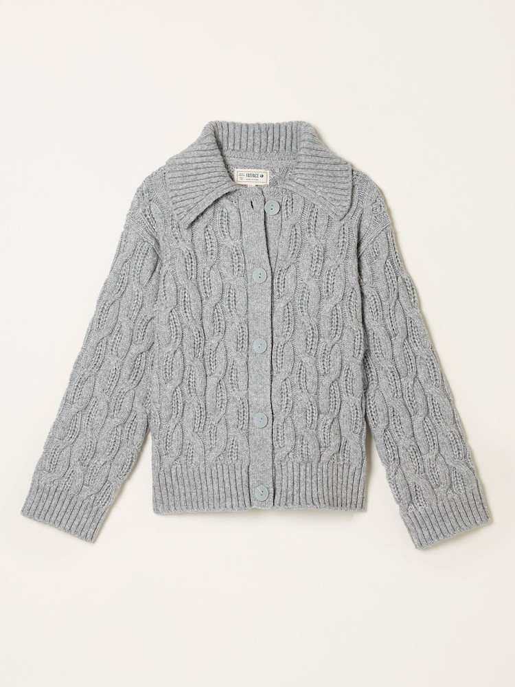 Gris claro - FatFace Collared Knitted Cardigan - Imagen 5 de 5