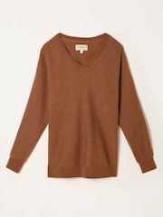 FatFace Bella Tan Brown Batwing Knitted Jumper - Image 1 of 1