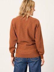 FatFace Bella Tan Brown Batwing Knitted Jumper - Image 2 of 6