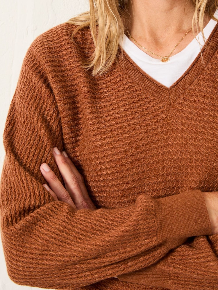 Buy FatFace Bella Tan Brown Batwing Knitted Jumper from the Next