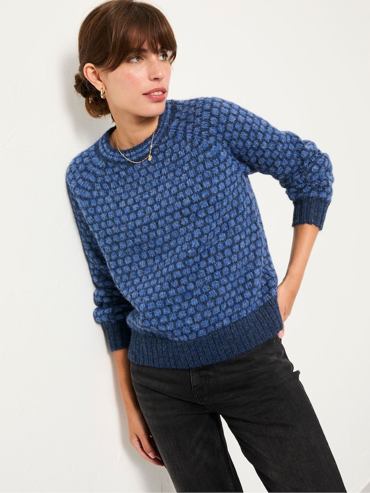 FatFace Elsie Navy Pattern Knitted Jumper - Image 1 of 5 FatFace Elsie Navy Pattern Knitted Jumper - Image 1 of 5