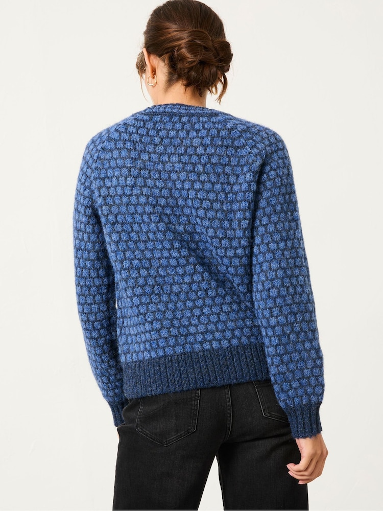 FatFace Elsie Navy Pattern Knitted Jumper - Image 2 of 5 FatFace Elsie Navy Pattern Knitted Jumper - Image 2 of 5