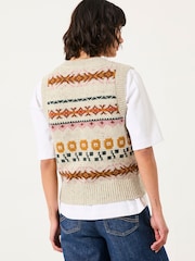 FatFace Knitted Floral Pattern Waistcoat - Imagen 2 de 5