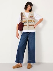 FatFace Knitted Floral Pattern Waistcoat - Imagen 4 de 5