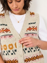 FatFace Knitted Floral Pattern Waistcoat - Imagen 5 de 5